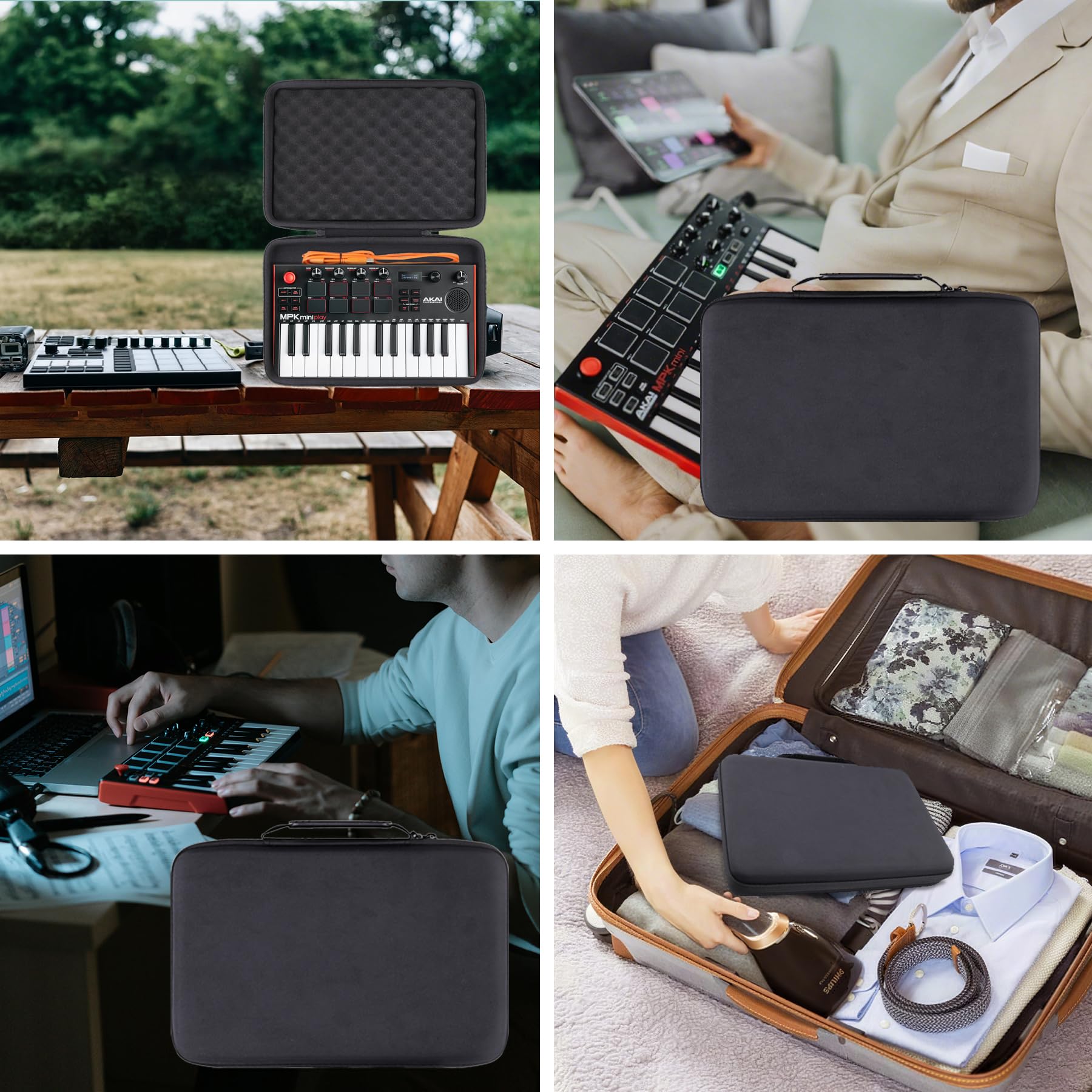 co2CREA Étui rigide de voyage pour contrôleur de clavier AKAI Professional MPK Mini MK3 25 touches USB MIDI (étui noir uniquement)