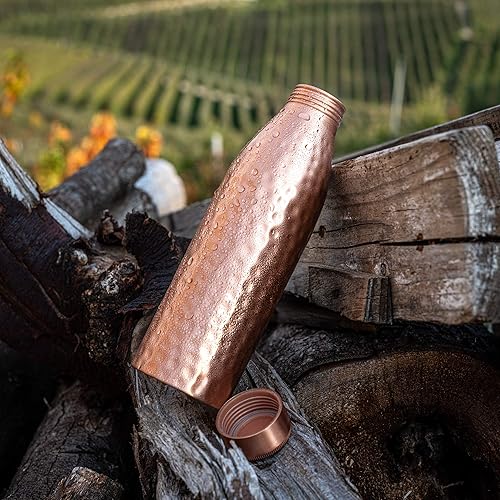 Miniatura 4 de Kosdeg Botella de agua de cobre  24 onzas  Un recipiente ayurvédico de cobre puro martillado para beber  Bebe más agua, reduce tu ingesta de azúcar