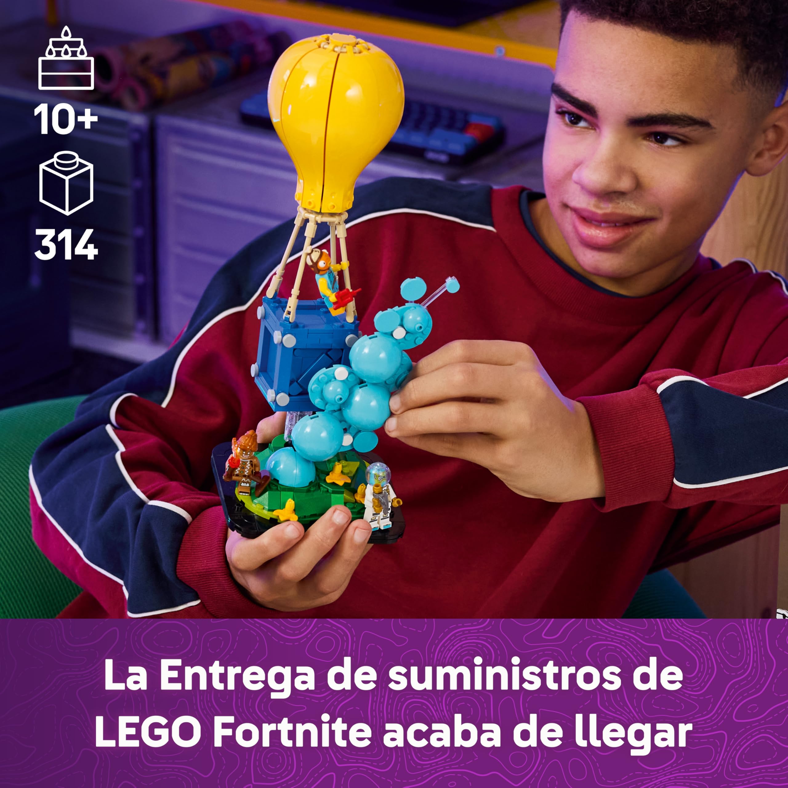 LEGO Fortnite Entrega de Suministros de Juguete – Minifiguras de Palito de Pescado, Leviatán y Artillera de Jengibre con Accesorios – Decoración Gamer – Regalo para Niños y NIñas de 10+ Años – 77080