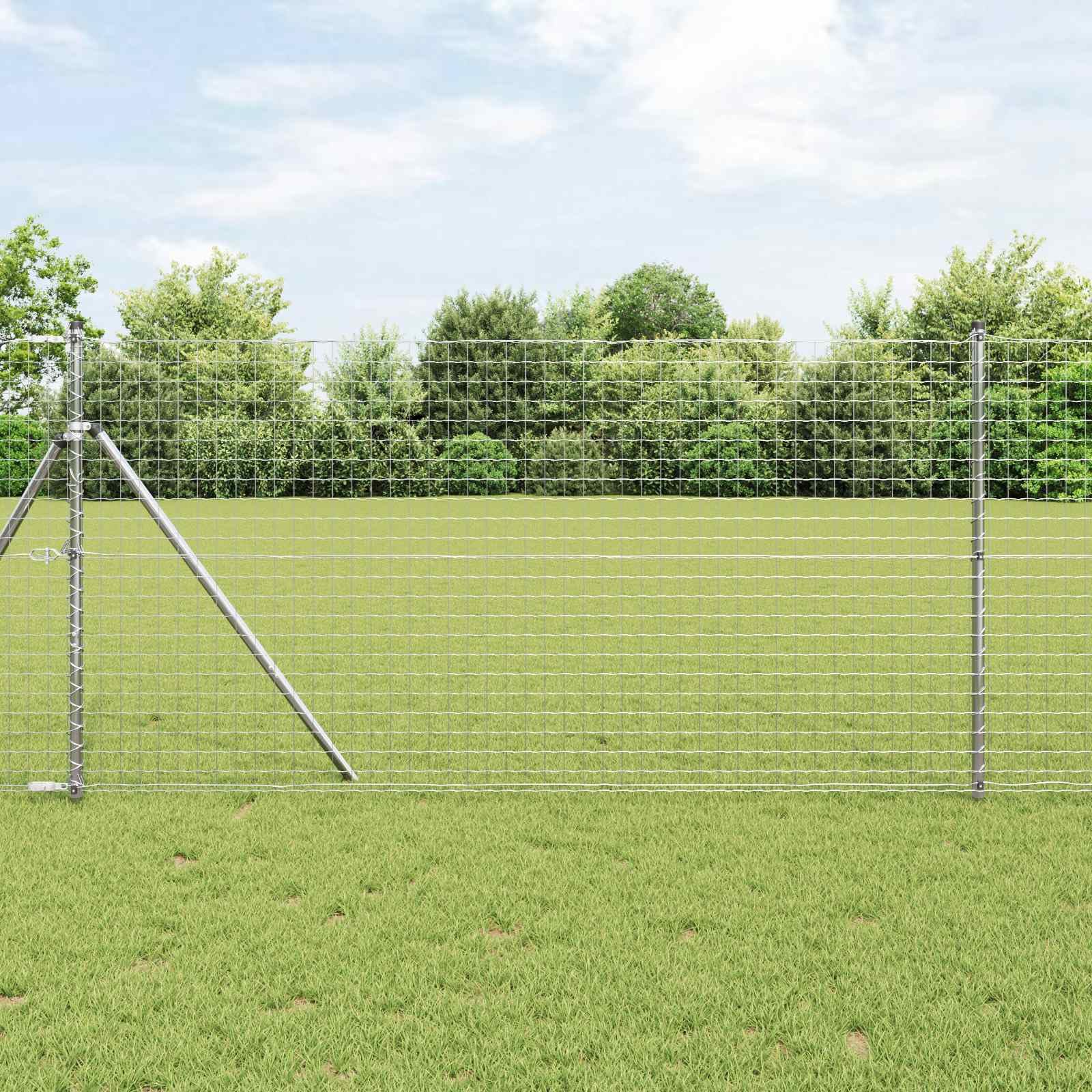 Set di 12 pali per recinzione, in acciaio verniciato a polvere, colore argento, 180 cm, supporti rettangolari con cappuccio di collegamento, per il montaggio di recinzioni da giardino e la