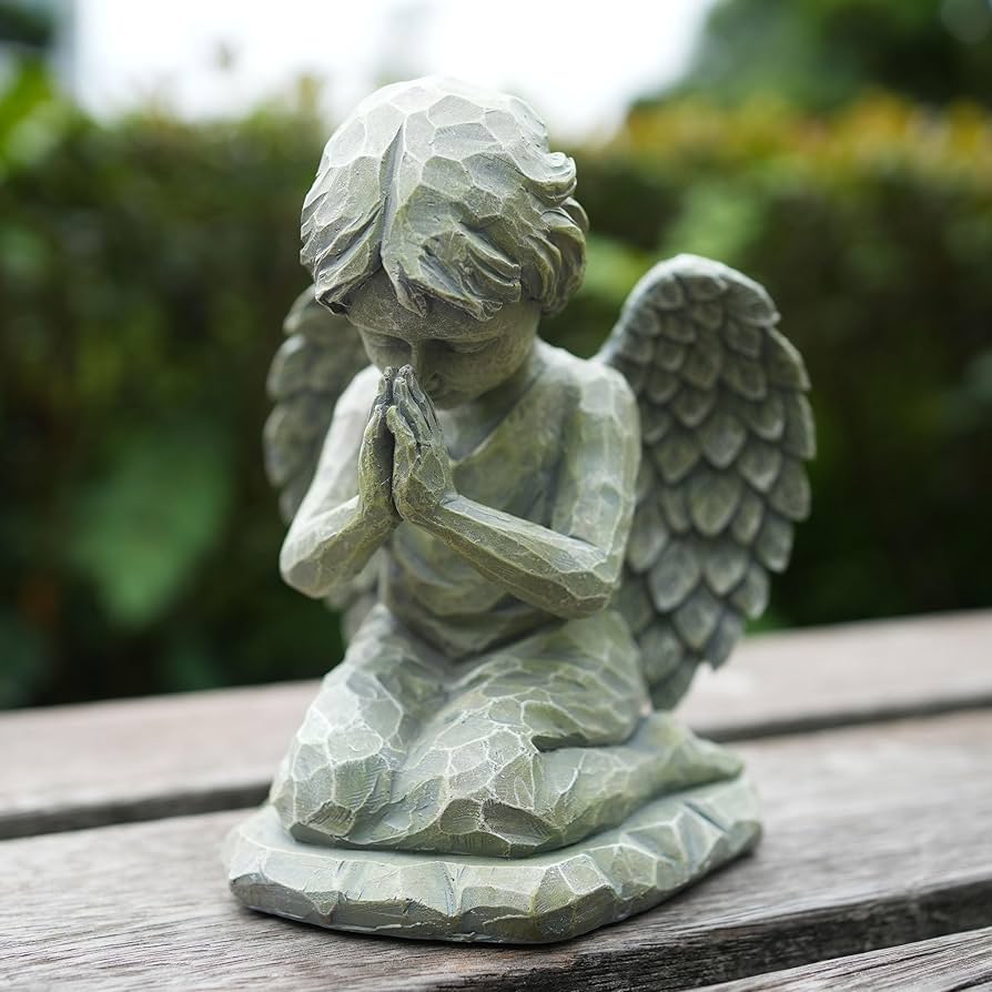 【超希少美品】✞祈る天使像ペア　家庭祭壇用　宗教彫刻 超希少美品】✞祈る天使像ペア家庭祭壇用宗教彫刻