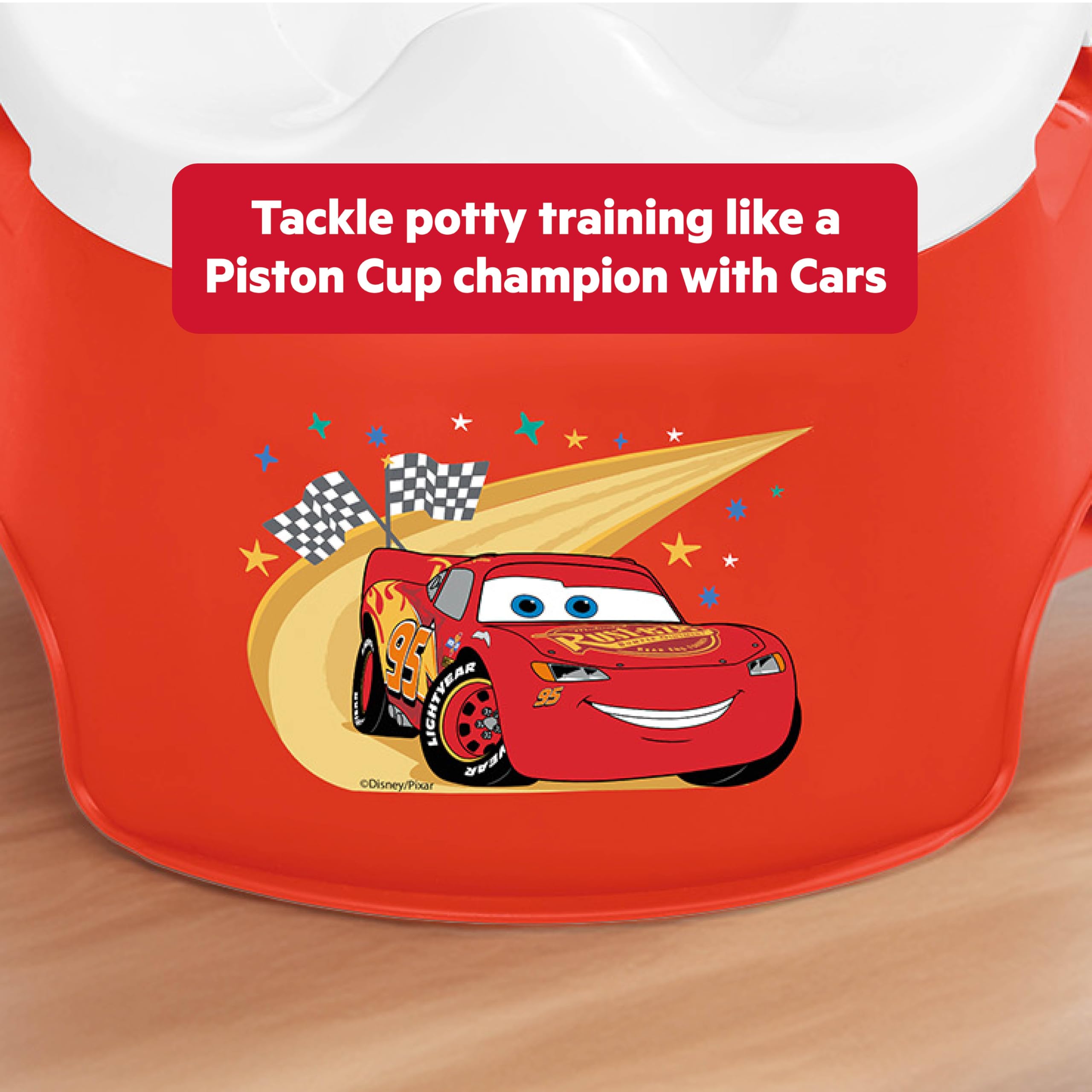 Bright Starts Disney and Pixar Cars Full Comfort Potty Training Toilet, Easy Clean Removable Bowl, Splash Guard, High Back for Comfort & Stability, Toddlers up to 50 lbs - 5