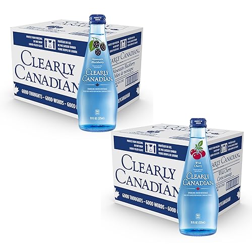 Clearly Canadian Paquete de bayas de cereza, mora de montaña y cereza silvestre se unen para una explosión de bayas dulces y frescas, 24 botellas