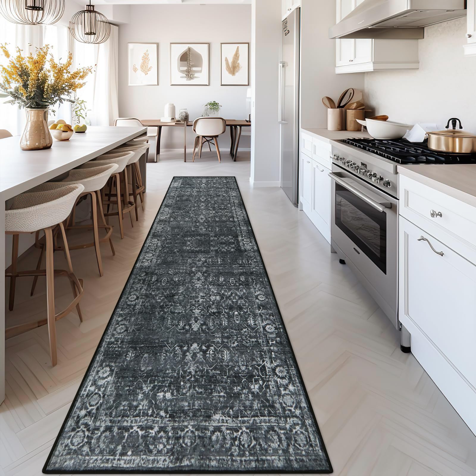 Morebes Black Vintage Runner 10ft