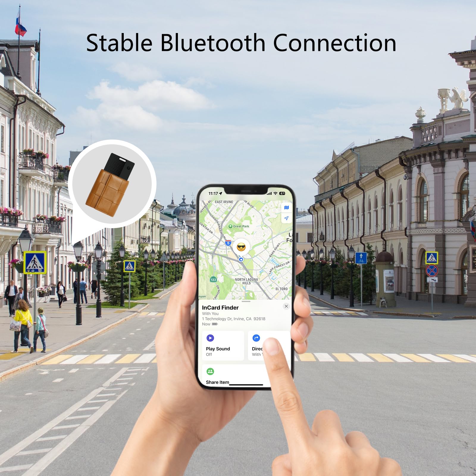 Carte de suivi de portefeuille Bluetooth ultra fine, fonctionne avec Apple Find My et Google Find Hub, étanchéité IP68, autonomie de la batterie de 5 ans, alerte 90 dB, localisateur d'articles pour