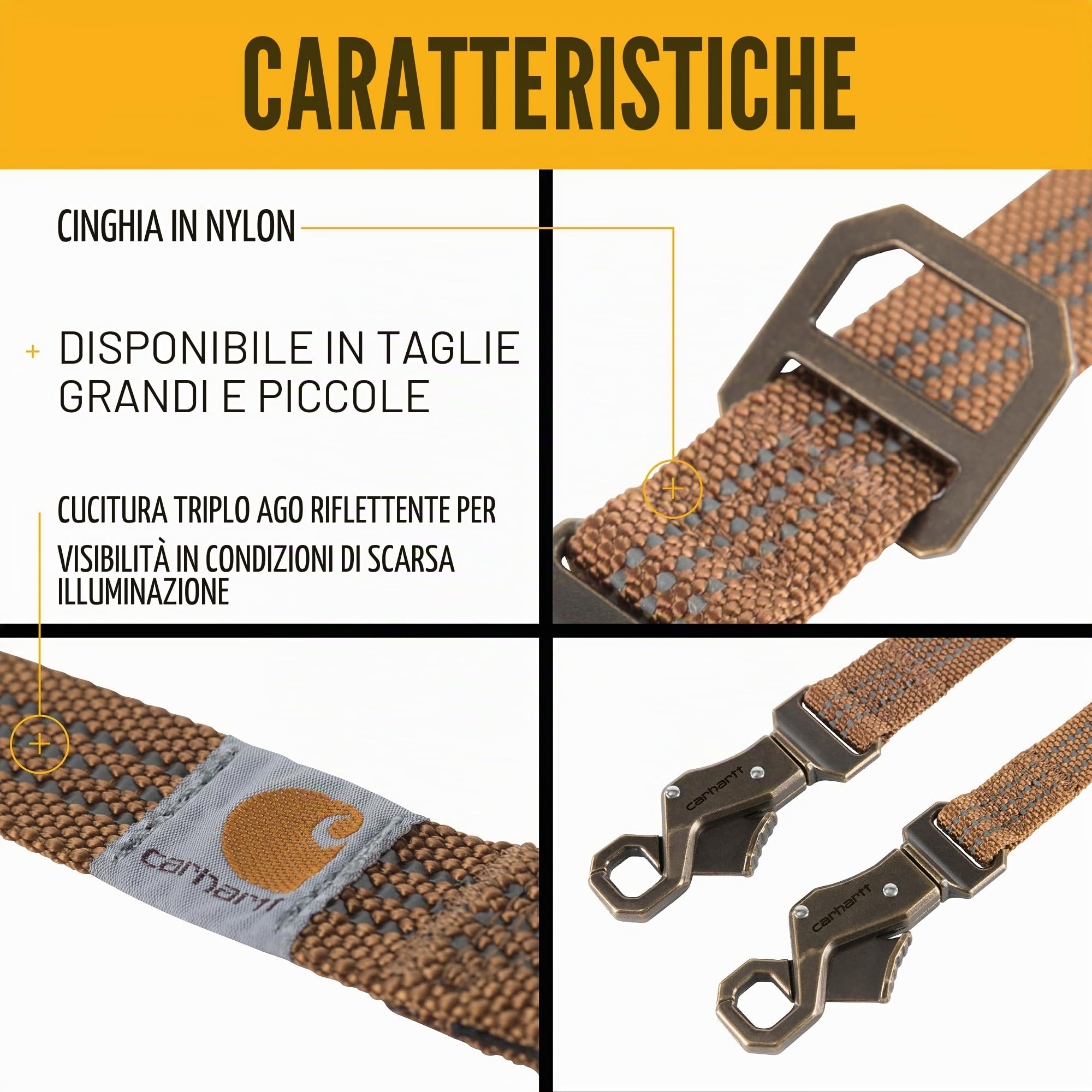 Carhartt Guinzagli in nylon resistente per cani, cuciture riflettenti per visibilità, abete rosso, grande