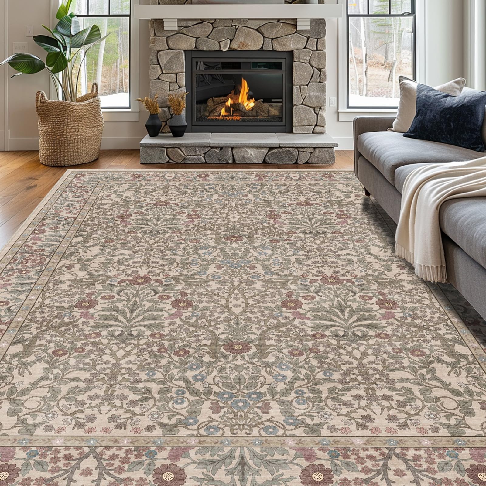 Shinefly Vintage Moss Area Rug