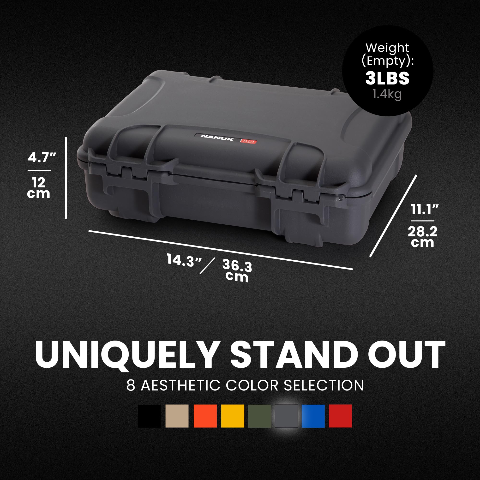 NANUK 910 - Funda rígida Impermeable vacía, Color Grafito
