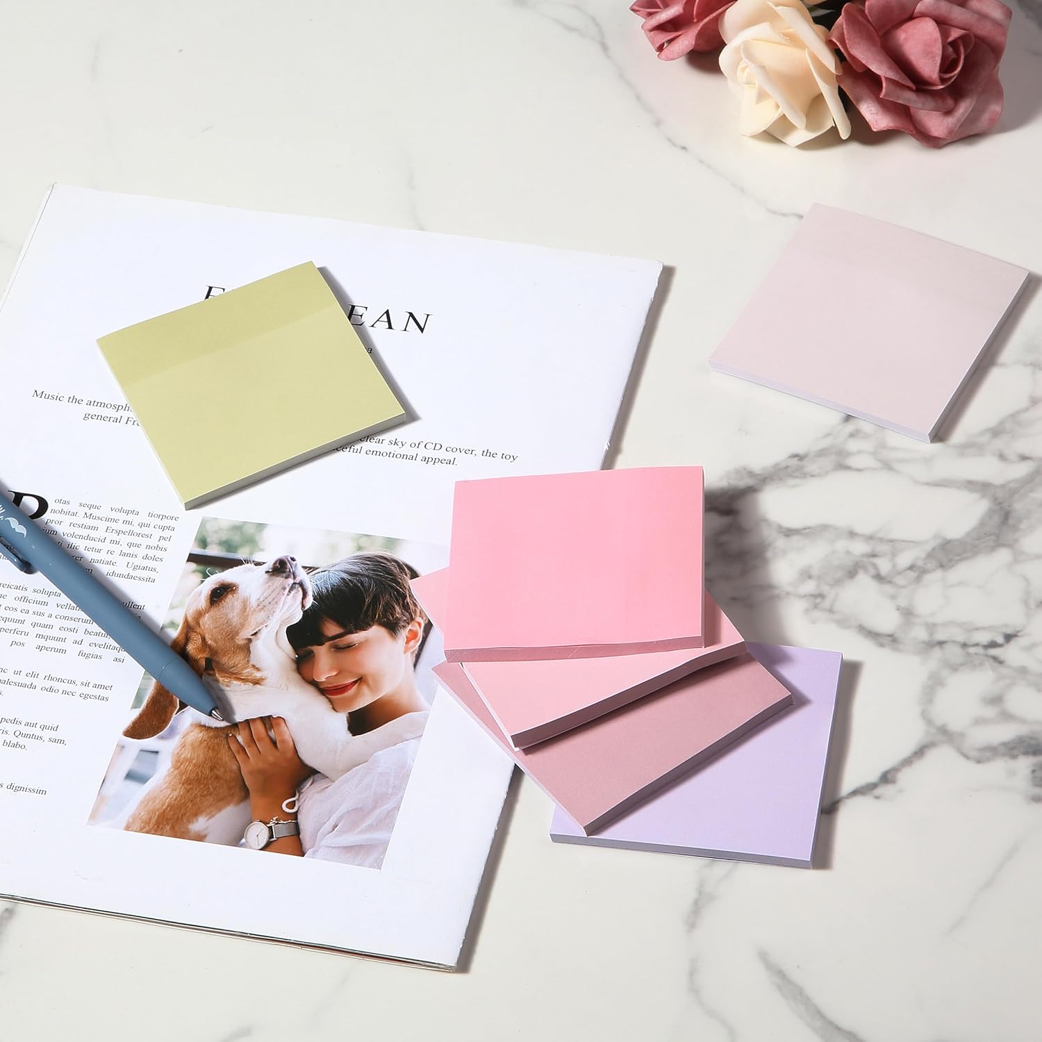 Mr. Pen- Sticky Notes, 3”x3”, 12 Pads, 600 Sheets, Colorful Sticky Notes 3x3, Blooming Reverie, Stocky Notes for Bible Journaling