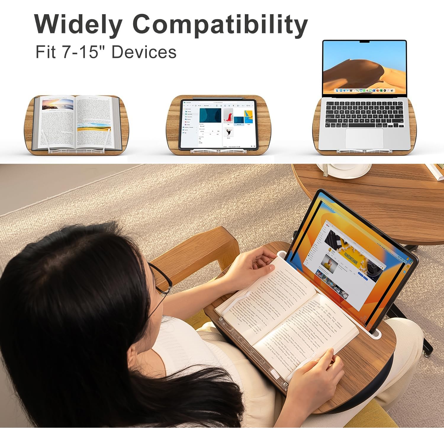 Lap Beanbag, supporto per libri per lettura a mani libere, comodo da leggere, ideale per gli amanti dei libri nel dormitorio, stand di lettura (grigio)