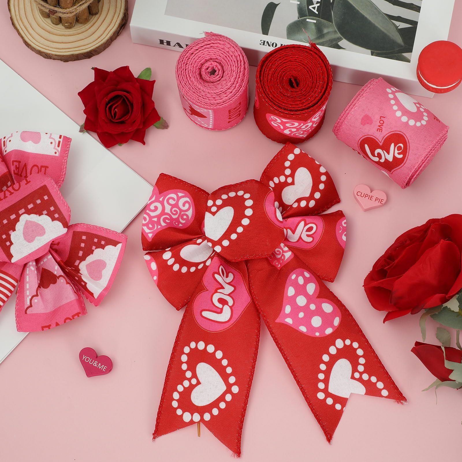 Amazon.com: AnyDesign 3 Roll Valentine's Day Wired Edge Ribbon