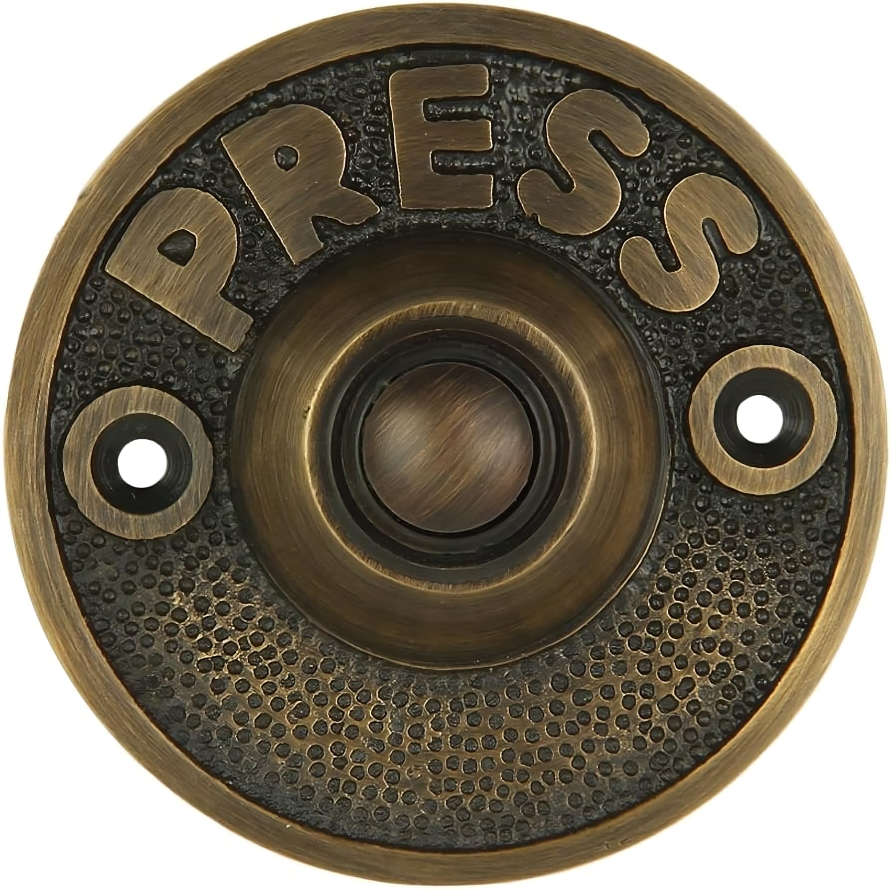 Wired Iron Circular Doorbell Chime Push Button in Antique Brass Finish Vintage Decorative Door Bell with Easy Installation