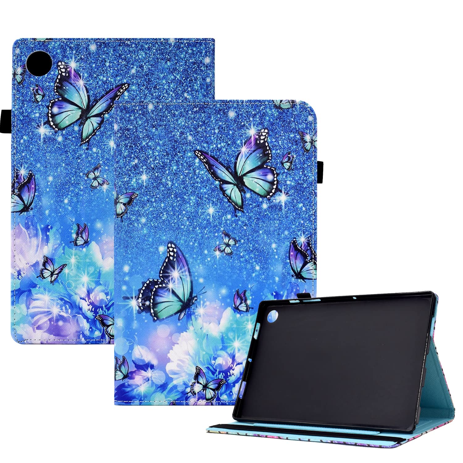 CXTCASE Hülle für Lenovo Tab M10 (3rd Gen) 10,1 Zoll 2022 TB328, Schutzhülle Cover Case mit Standfunktion für Lenovo Tab M10 Gen 3, Blume Schmetterling