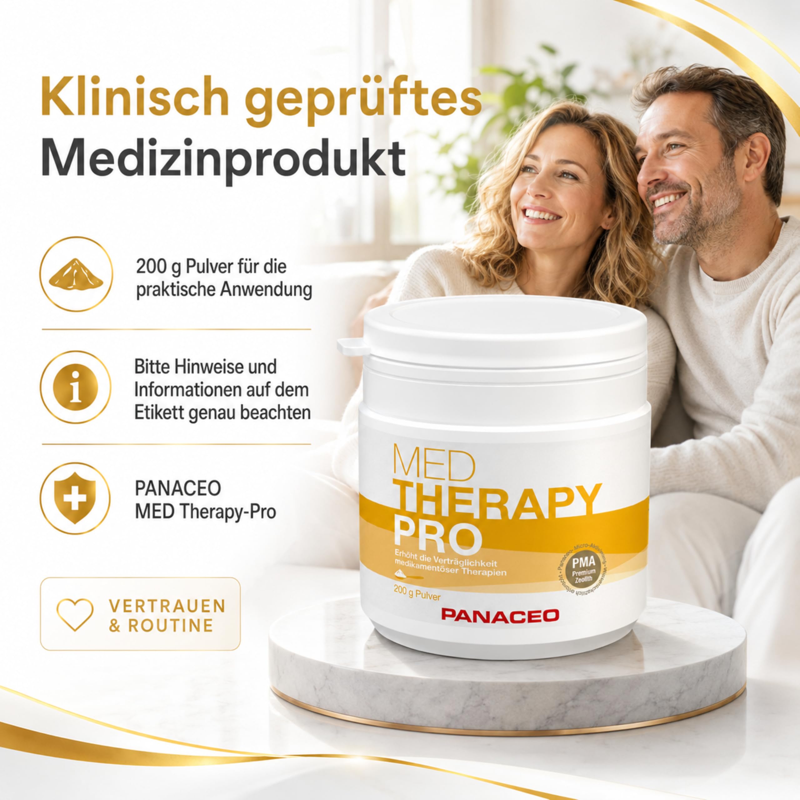 PANACEO MED Therapy-Pro Pulver 200 g – PMA-Zeolith Medizinprodukt | 100 % PMA-Zeolith – zur unterstützenden Begleitung während der Chemotherapie