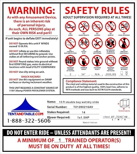 Miniatura 9 de TentandTable Tobogán acuático inflable de doble carril para niños y adultos, diversión acuática gigante de grado comercial, incluye soplador de aire