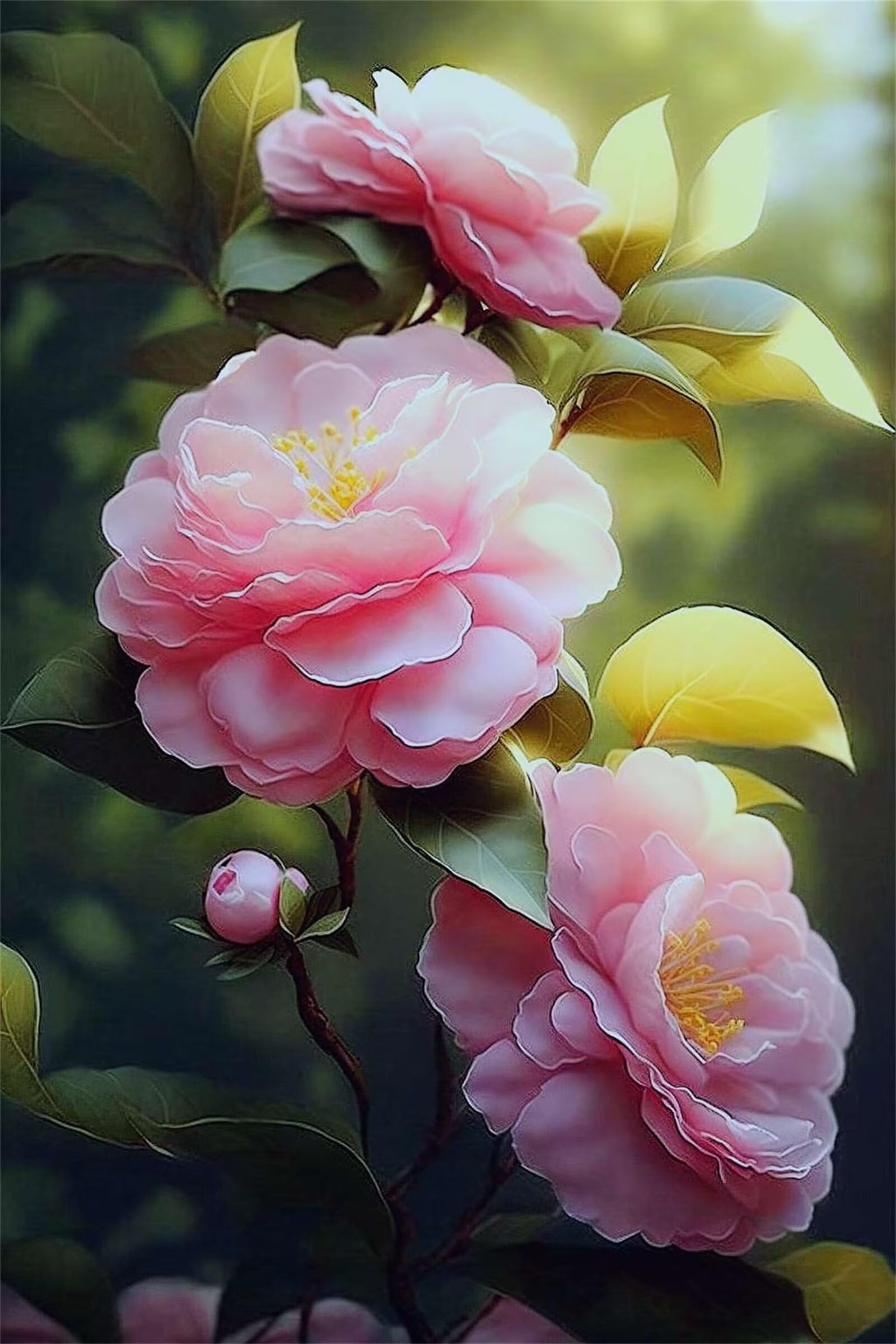 Puzzle dla dorosłych, 1000 elementów, różowa kamelia, 75 x 50 cm, kolorowe puzzle "zrób to sam" do dekoracji domu, rodzinne puzzle dla początkujących i dzieci