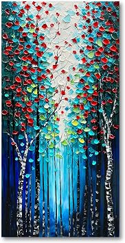 Forest Landscape Hand Painted Art Oil Painting Dark Blue Large Vertical Canvas Wall Art 4623 Inch Oil Painting Home Wall Decoration Art
