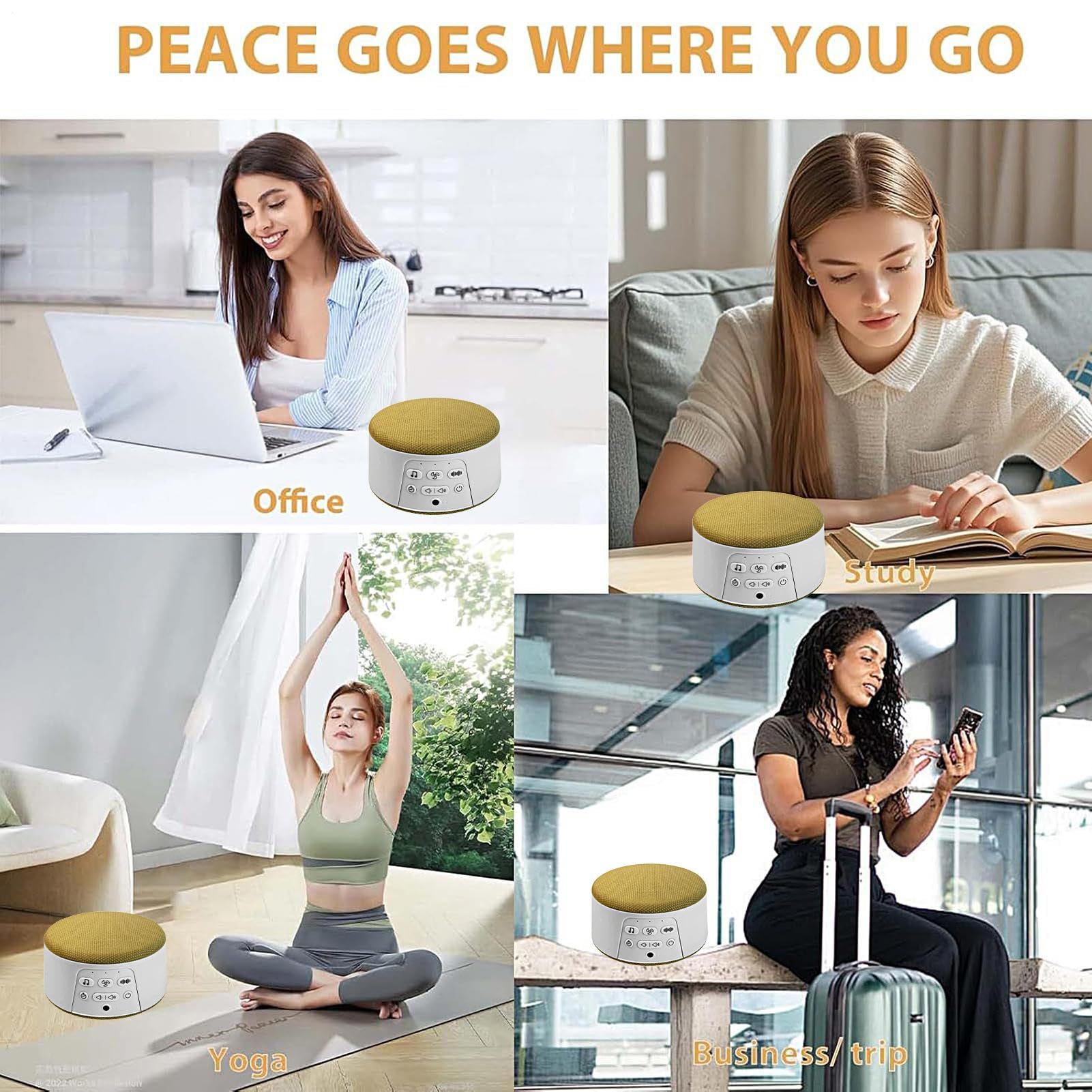 Máquina de Ruido Blanco para Dormir Máquina Portátil y Recargable de Sonido | para Adultos para Oficina en Casa, Dormitorio, Apartamento, Viajes y Estudio de Yoga