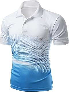 Xpril Mens Cool Max Fabric Sporty Design Printed Polo T Shirt Blue M