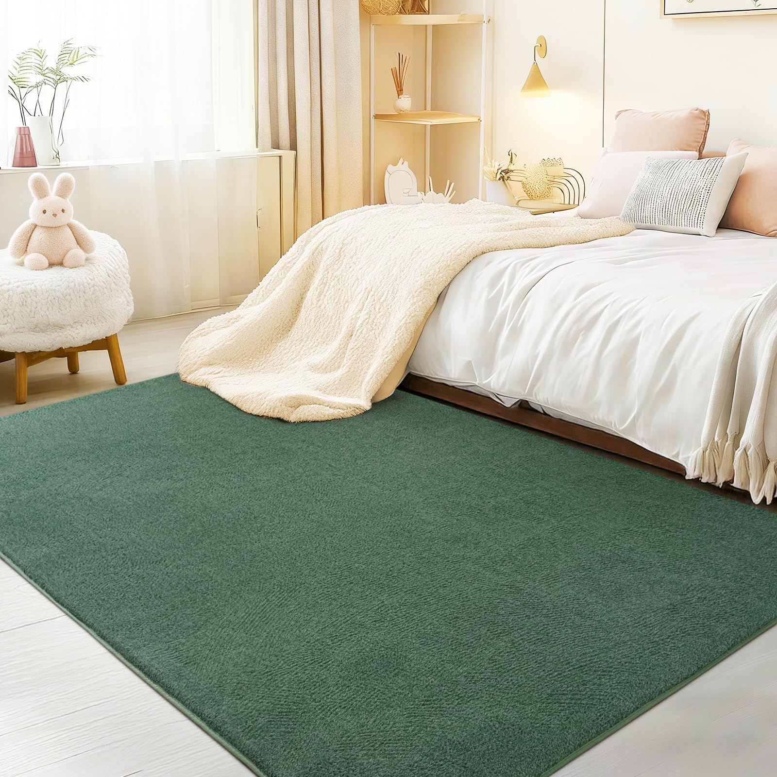 Rezutan Ultra Soft Washable Rugs for Bedroom 120X160cm Green Fluffy Carpet — image 1
