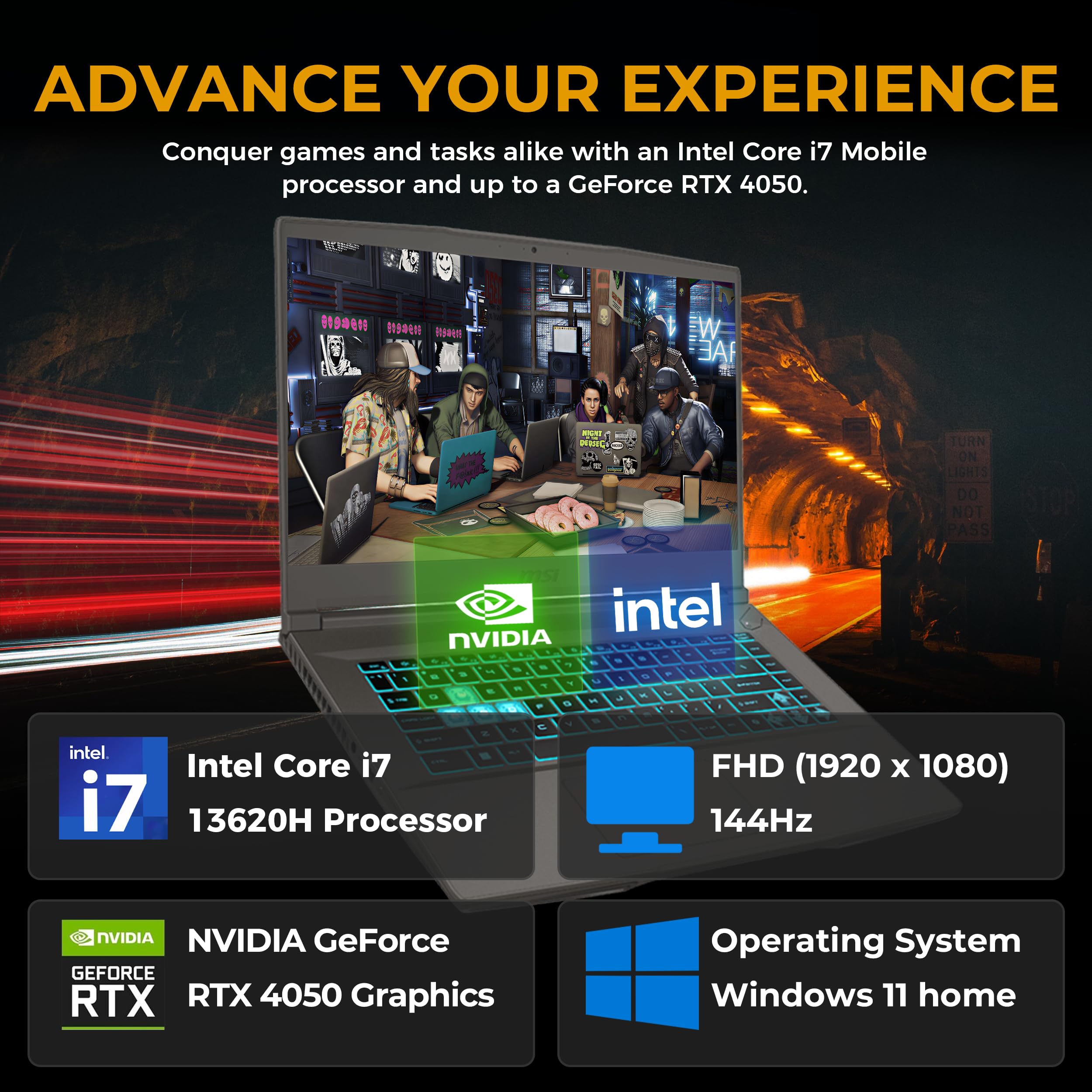msi Sottile 15,6" FHD 144Hz Gaming Laptop, Intel Core i7-13620H, NVIDIA GeForce RTX 4050, 16GB DDR4, 1.5TB Storage (512GB SSD & 1TB Docking Station), tastiera retroilluminata, Wi-Fi 6E, fotocamera HD