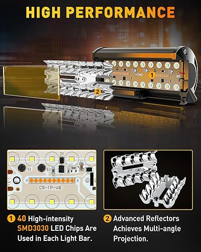 Miniatura 3 de NAOEVO Barra de luz de 7 pulgadas, 240 W, 24,000 lúmenes, luces LED de nieblaconducción todoterreno con arnés de cableado de 2 cables, luces de