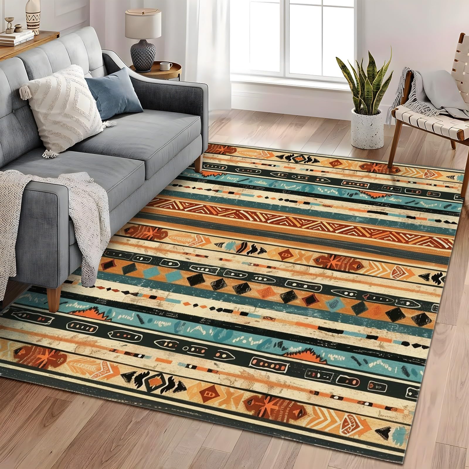 Tapis de salon moderne aux finitions soignées, idéal pour sublimer une salle à manger