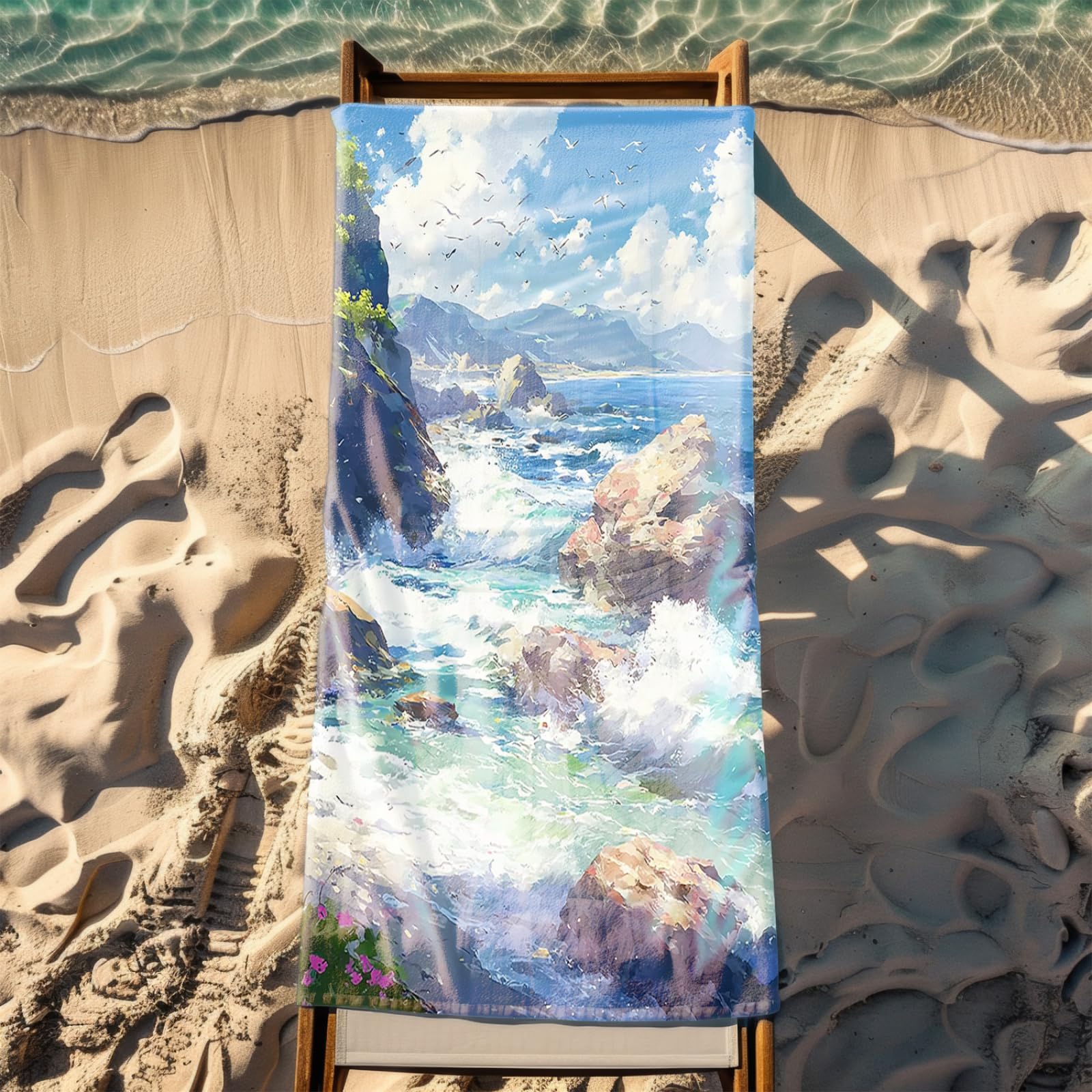 Tapis de Plage XXL Anti Sable Plage Rochers Brun Serviette Piscine Adulte,Natte De Plage Pliable, Voyage Accessoires De Plage Camping,Serviette de Bain Personnalisée