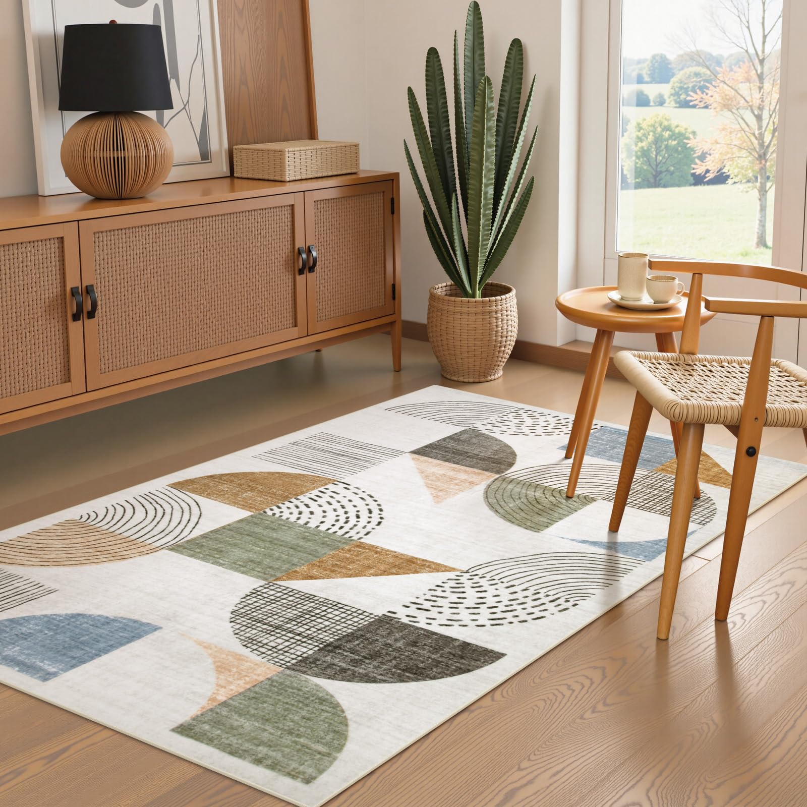 Beeiva Boho Small Area Rugs 3x5 Machine Washable Non-Slip Entry Way Rug Lightweight Carpet High Traffic Areas Rug
