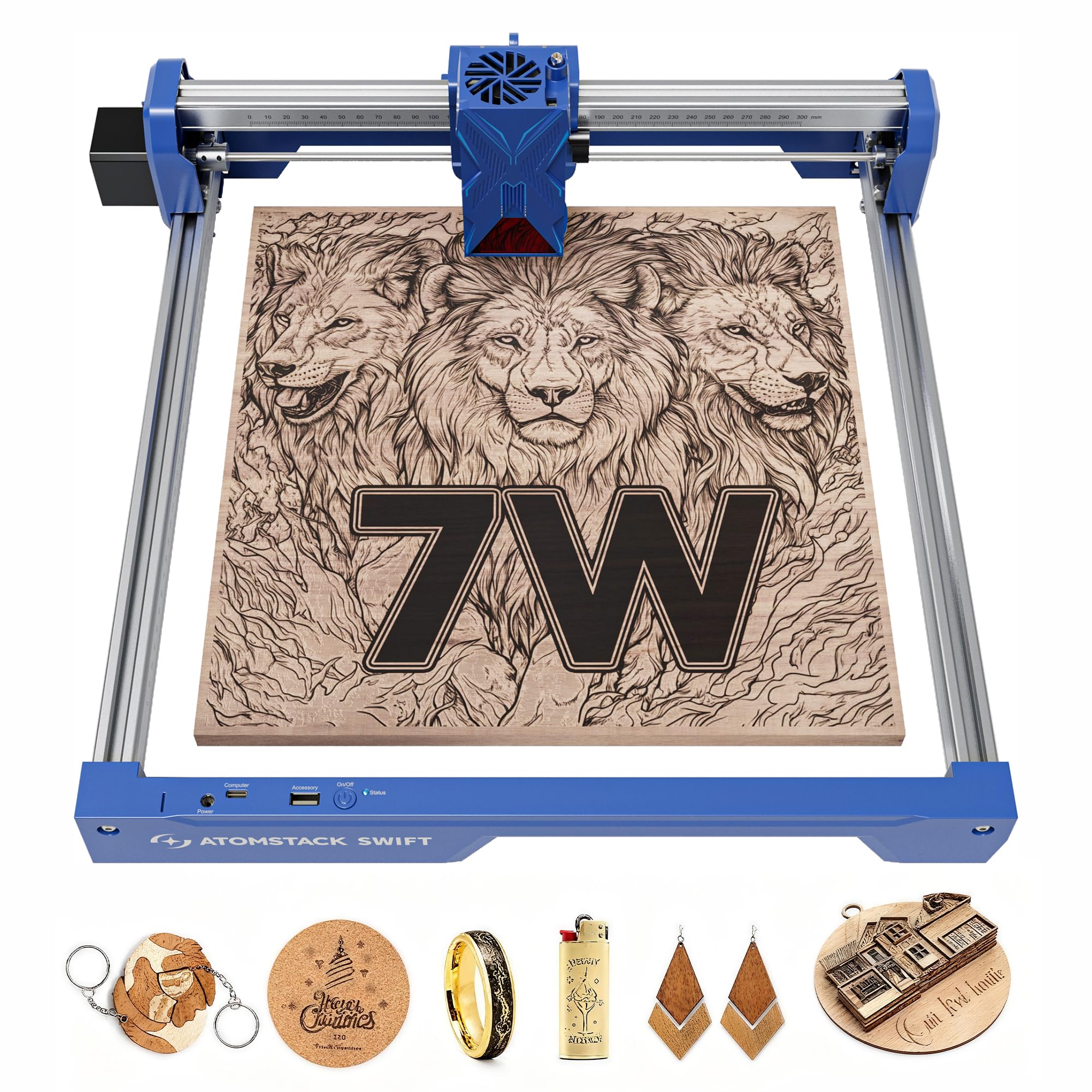 ATOMSTACK L1 Atelier Laser Engraver 12W Desktop Portable Machine Build-in Smart Camera, 4000mm/s High Speed, Ultra-High Definition Handheld Engraver for Wood, Leather, Acrylic, Metal, Jewelry (Blue)