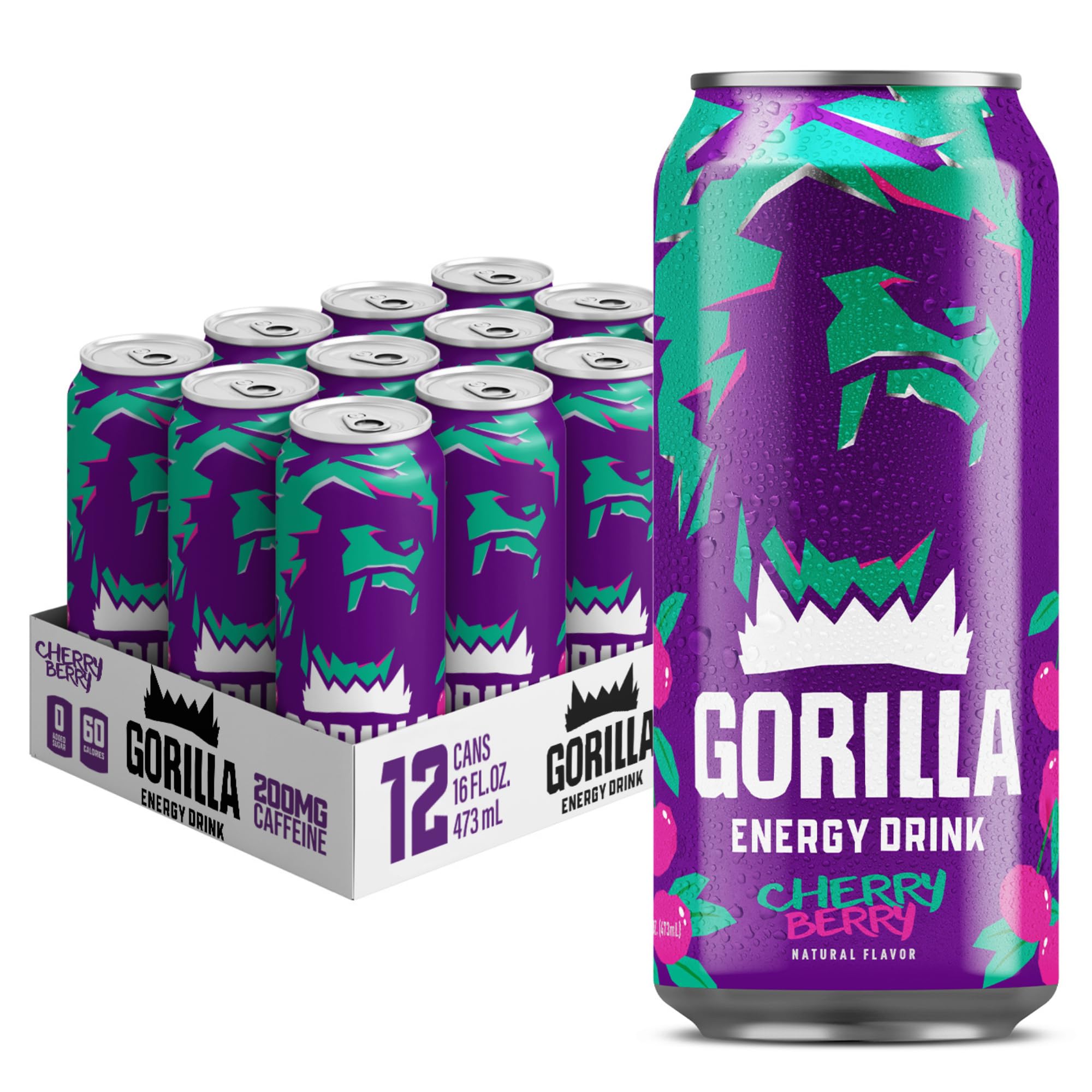 Amazon.com : Gorilla Energy Drink, Cherry Berry, 200mg Natural