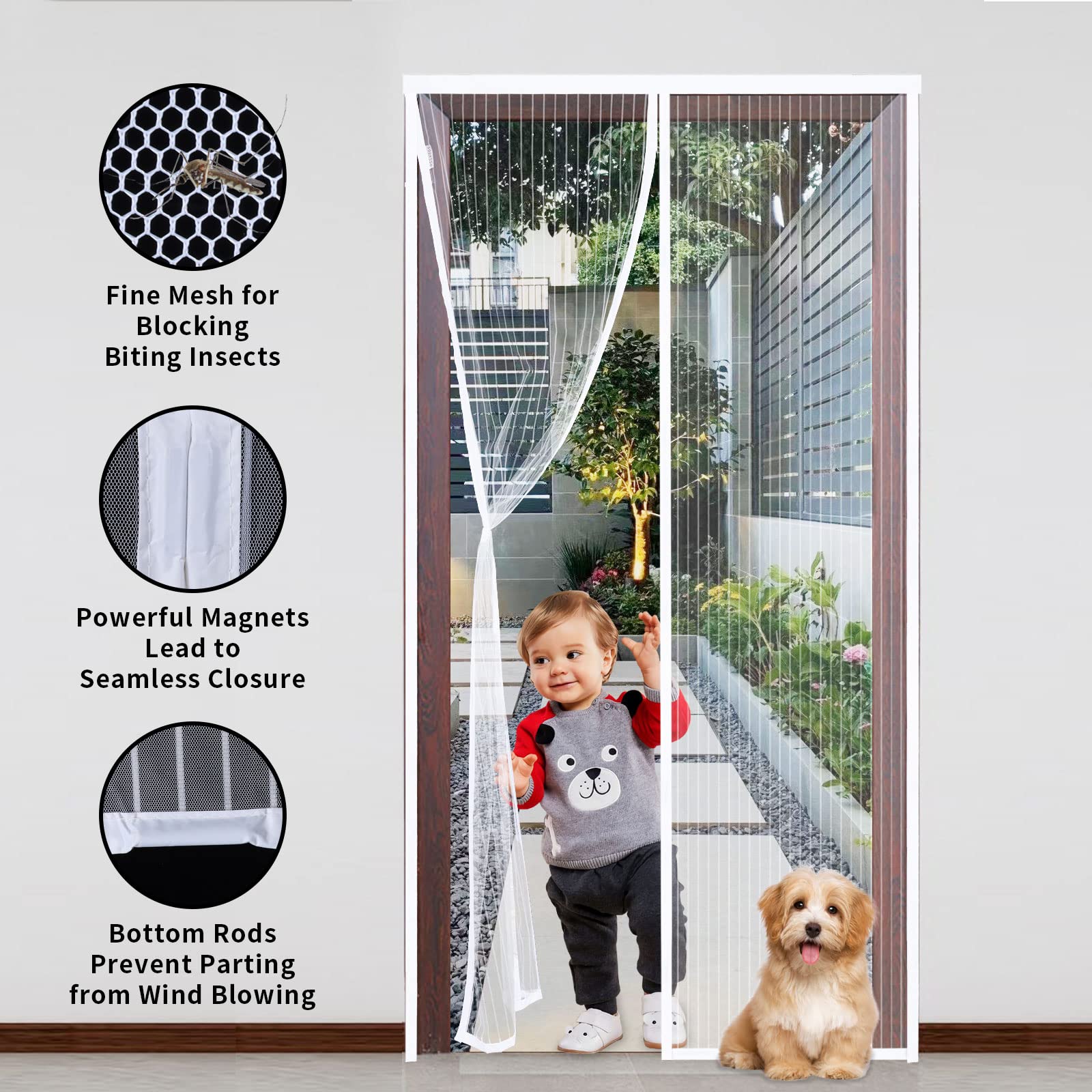 Moustiquaire Aimantée Porte Fenêtre, 70 X 225 Cm Insectes
