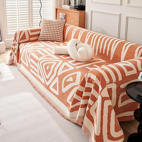Miniatura 8 de VClife Bohemian Aztec Pattern Couch Cover for Sofa Large Couch Cover for 2 Cushion Couch Sofa Non Slip Chenille Sofa Cover for Sectional Couch White