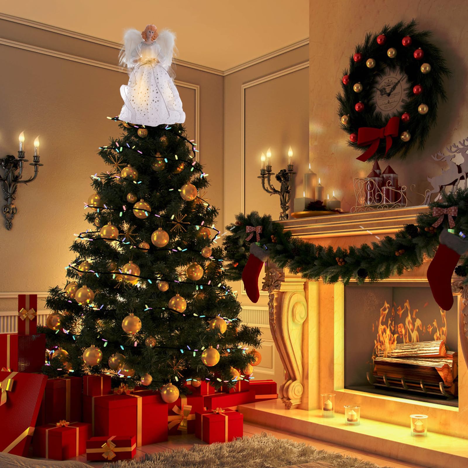 Cimier De Sapin De Noël - Décoration Sommet 28cm, Design Double Couche Vintage, Pour Intérieur/extérieur - 11
