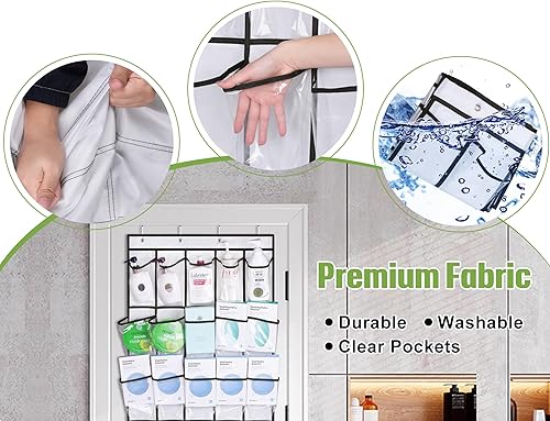 Miniatura 4 de MISSLO 35 bolsillos grandes transparentes sobre la puerta, organizador de zapatos resistente de tela Oxford para colgar, zapatero para armario,