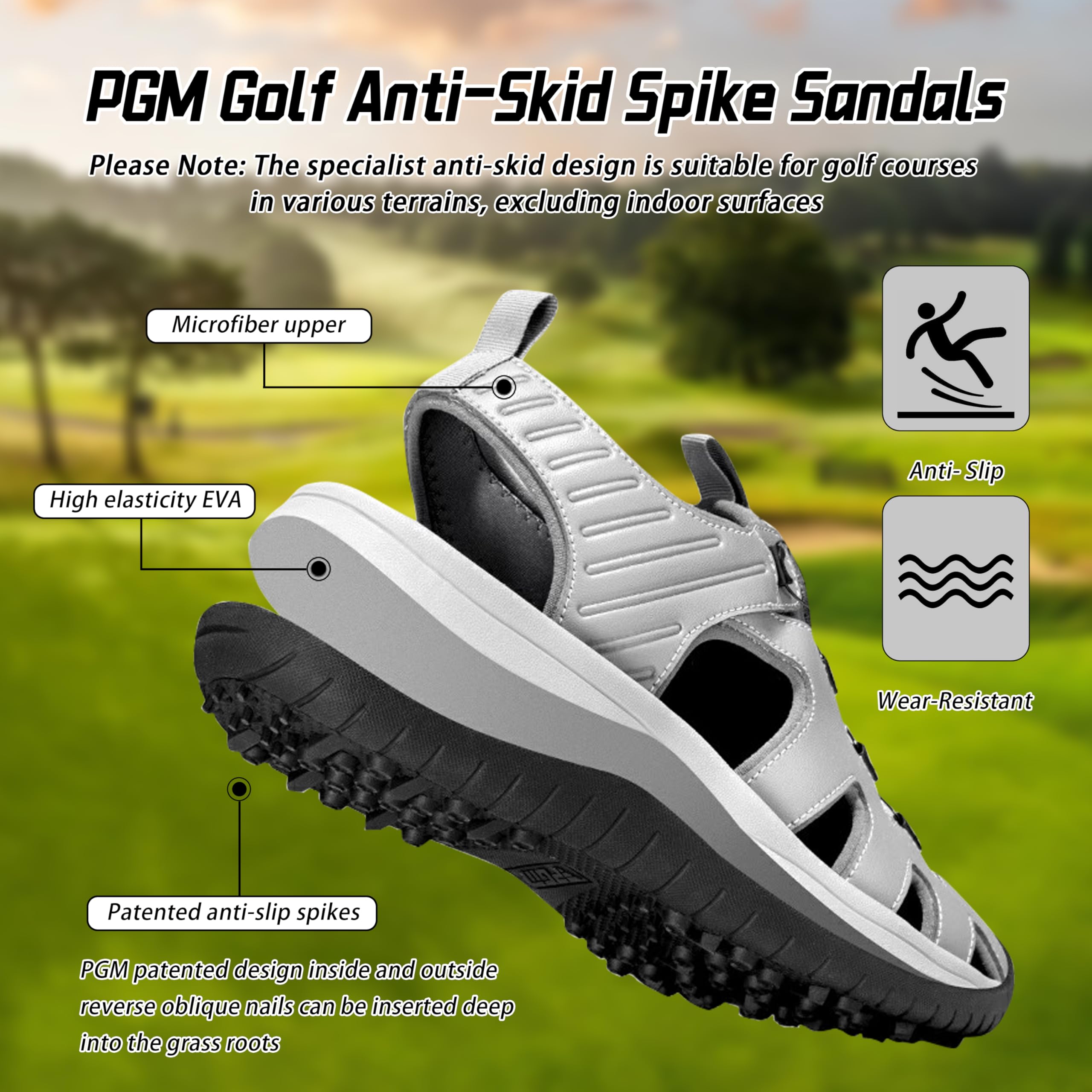 PGM Sandalias de Golf para Hombre, Sandalias Deportivas Casuales, Ligeras, Antideslizantes y Transpirables, Zapatos para Deporte, Senderismo y Actividades al Aire Libre