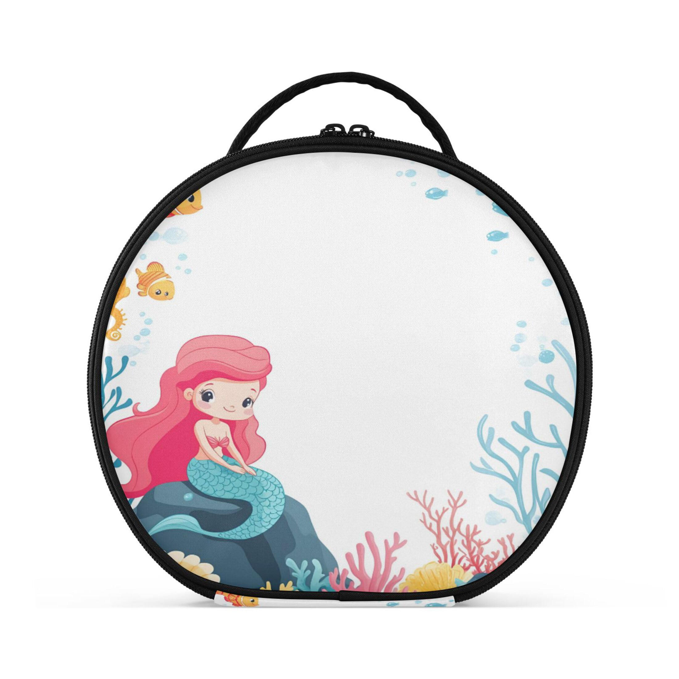 Takiito Cute Mermaid Travel Makeup Case Portable Makeup Box Artist Cosmetic Case Organizer With Adjustable Dividers