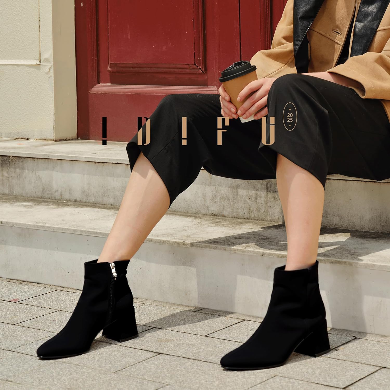 IDIFU IN2 Ankle Boots for Women Low Short Chunky Block Heel Boot Fall Pointed Toe Dress Booties Ladies Comfortable Cute Fashion Boots - Image 4