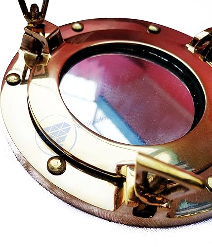 Miniatura 3 de Nagina International Espejo de orificio de puerto pulido de latón de 6"