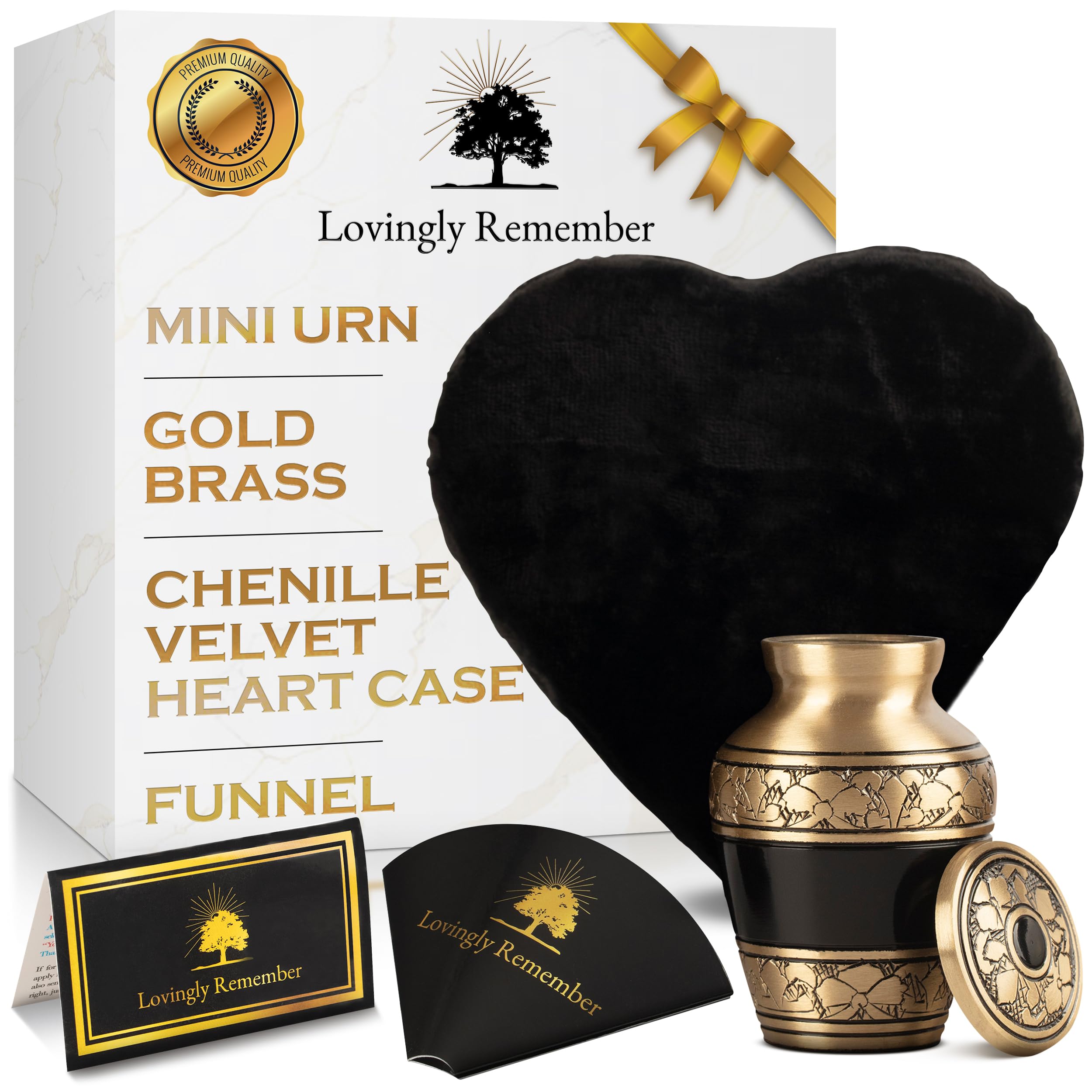 Lovingly Remember Gold Brass Urn