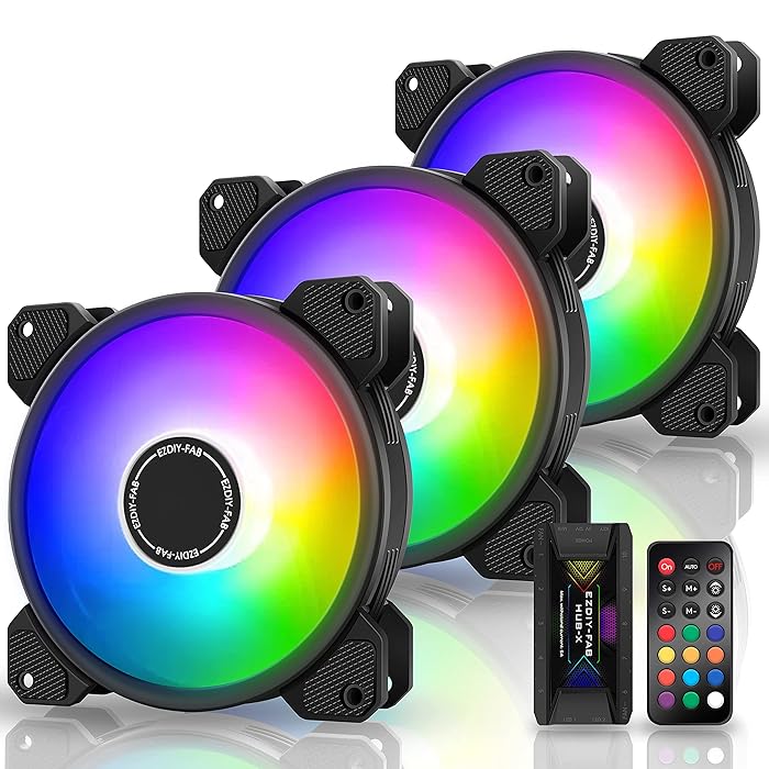 Buy EZDIYFAB ARGB 120mm Case Fans,Motherboard Aura Sync Fan,High Airflow,Speed Adjustable