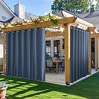Vista 54 de NICETOWN - 2 paneles de cortinas para exteriores impermeables extra largas de 108 pulgadas para patio, a prueba de viento, ojales en la parte