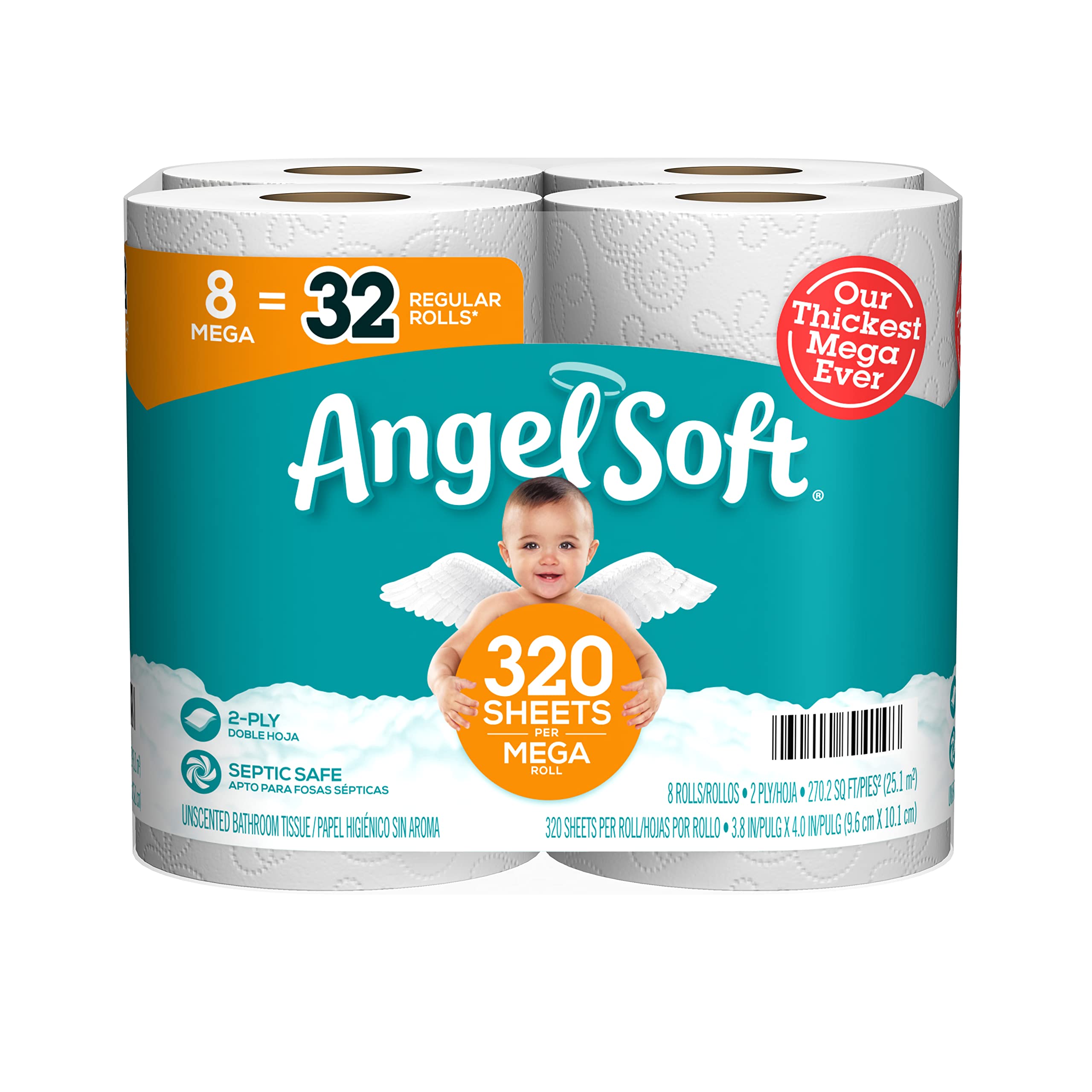 Buy Angel Soft® Toilet Paper, 8 Mega Rolls = 32 Regular Rolls, 2Ply