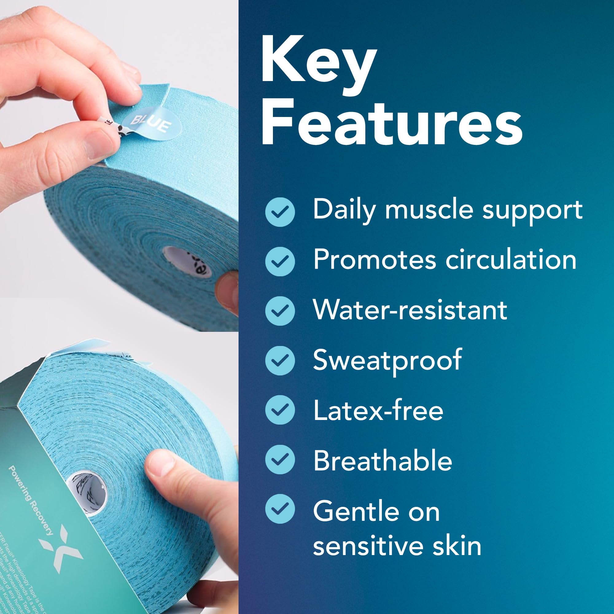 Team Tape® Premium - Cinta de kinesiología - Azul 32 m