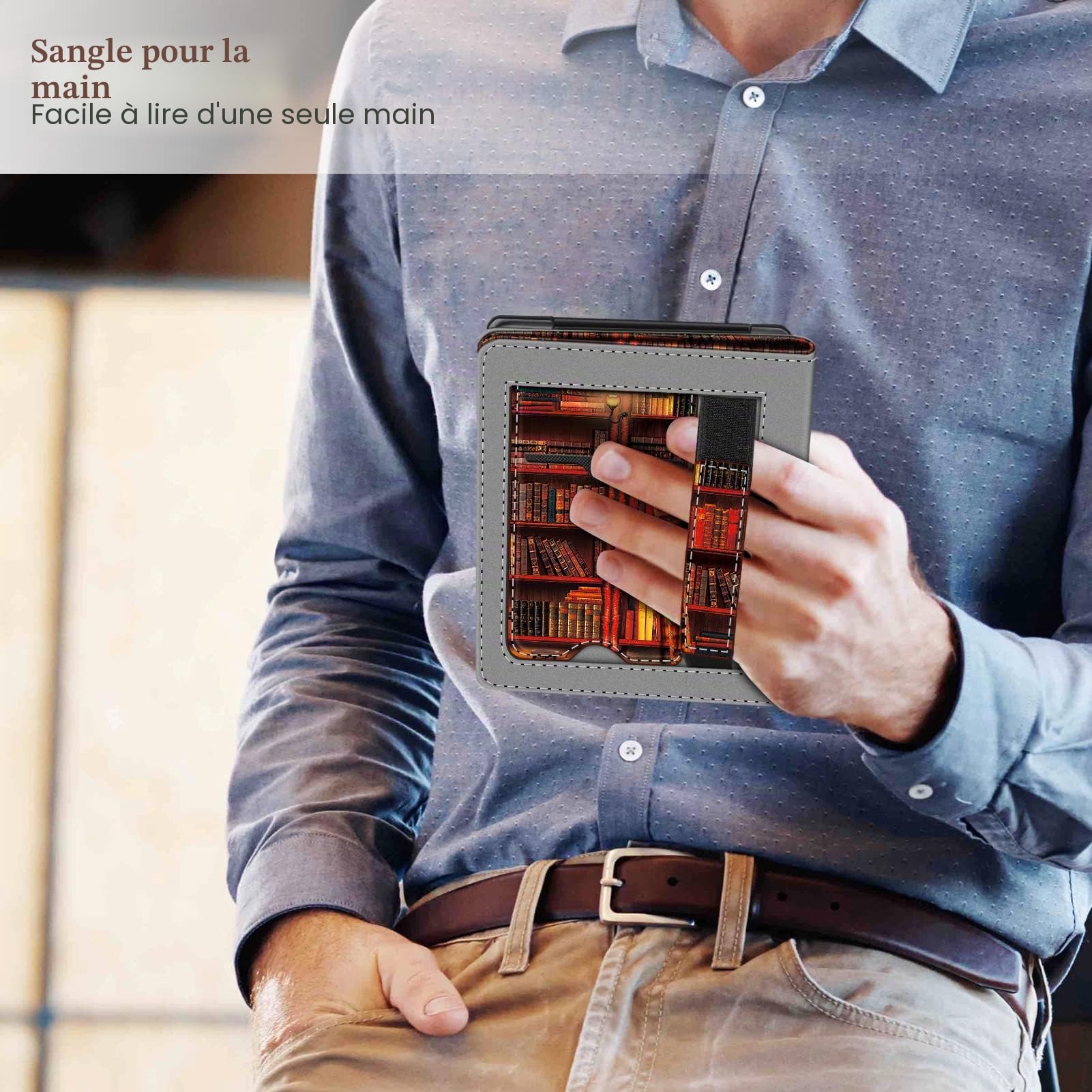 FINTIE Étui Compatible avec 6” Kobo Clara Colour/BW 2024 et Kobo Clara 2E 2022 - Coque Liseuse Housse avec Béquille, Fente pour Carte et Dragonne, Bibliothèque