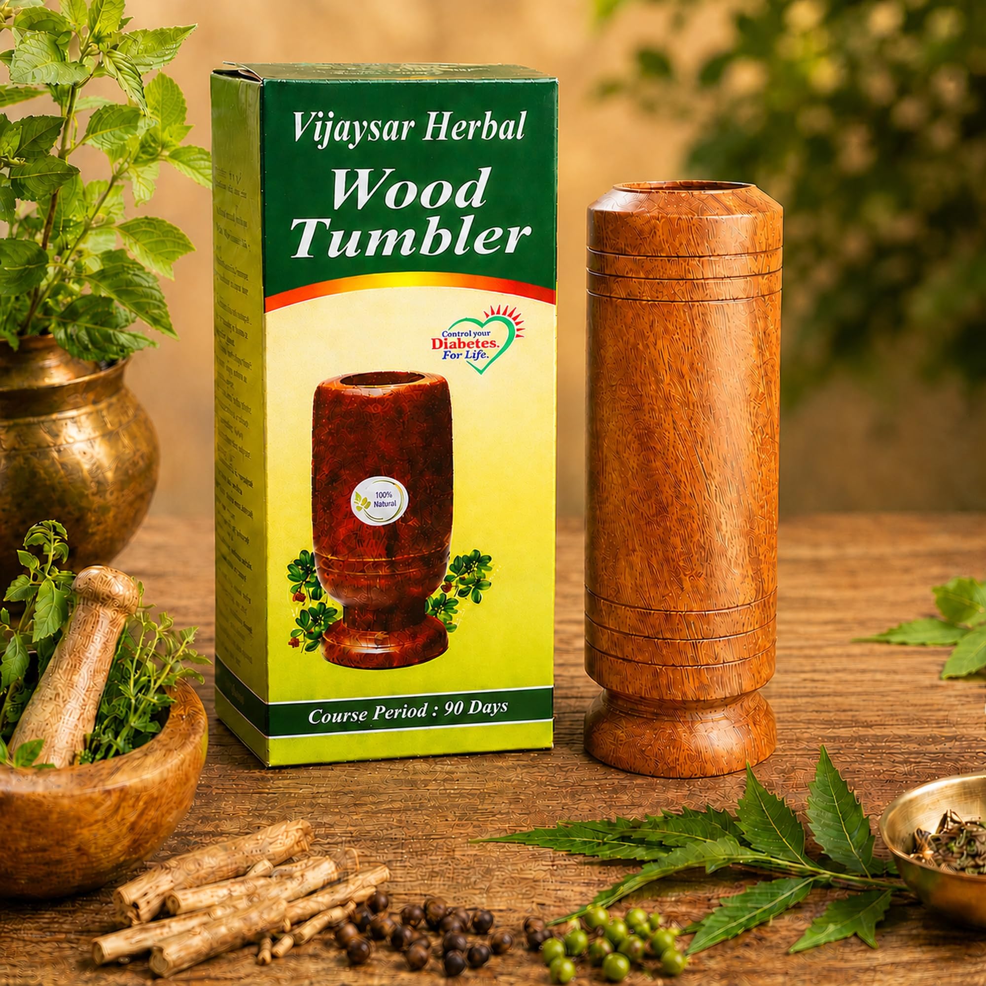 TwoGrams Vijaysar Wood Glass for Diabetes, Lab Certified Approved by Ayurvedic Doctor Vijaysar Herbal Glass for Sugar Control Wood Tumbler 80 ml, Vijay SAR Sugar Balance Wooden Water Glass