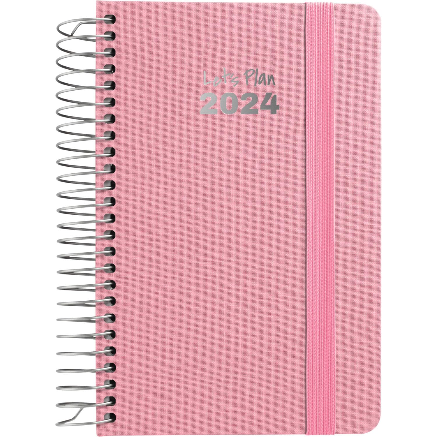 Grafoplás | A6 Hardcover Diary | Day Page | 10.5 x 16.5 cm | Spanish | Hard Cover | Fabric Cover | Pink | Elastic Closure | Fancy Series