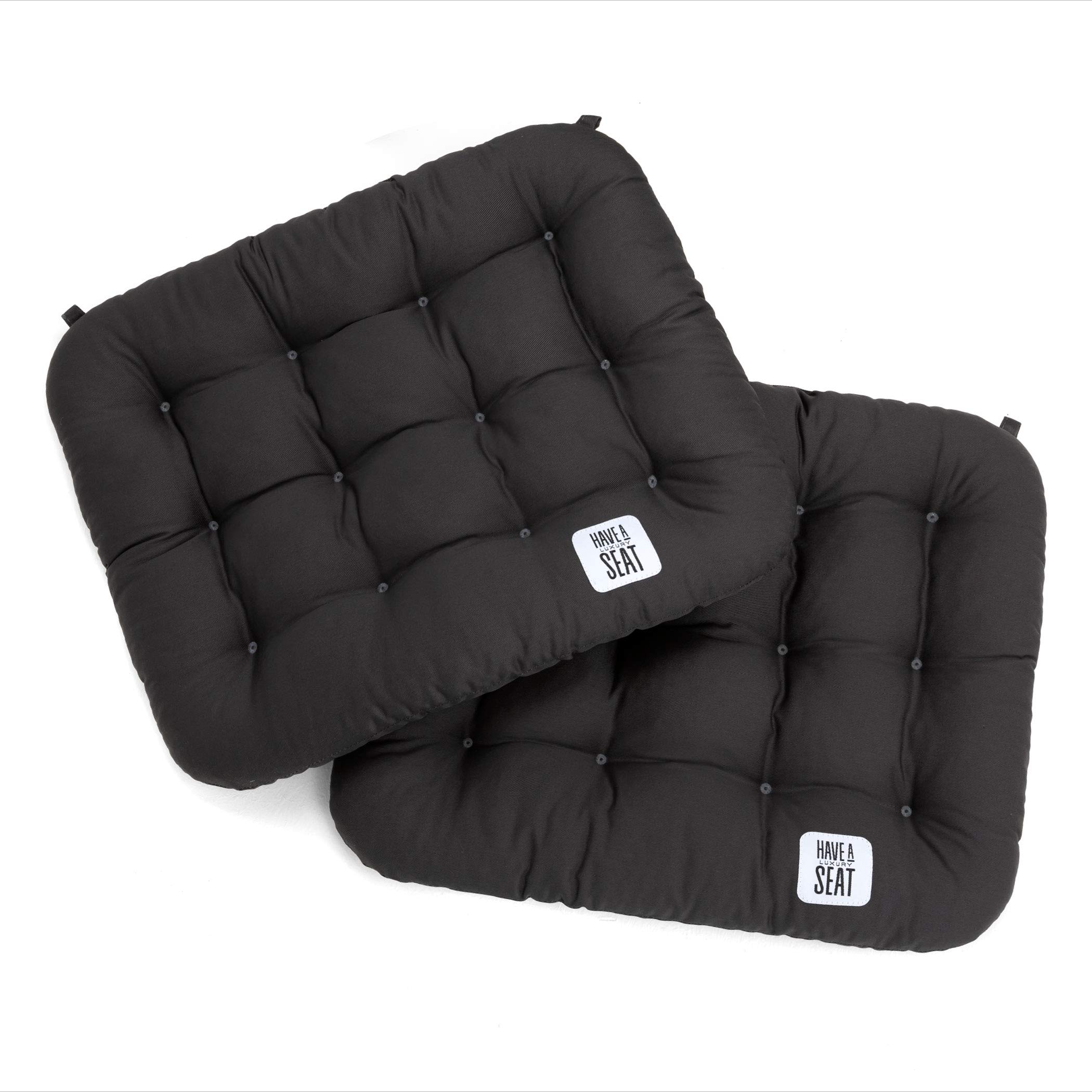 HAVE A SEAT Luxury | poduszka do siedzenia 40 x 35 cm – wygodna poduszka do siedzenia do krzeseł składanych – nadaje się do prania w temperaturze do 95°C, nadaje się do suszenia w suszarce – Made in Germany (zestaw 2 sztuk – 40 x 35 cm, szary antracyt)
