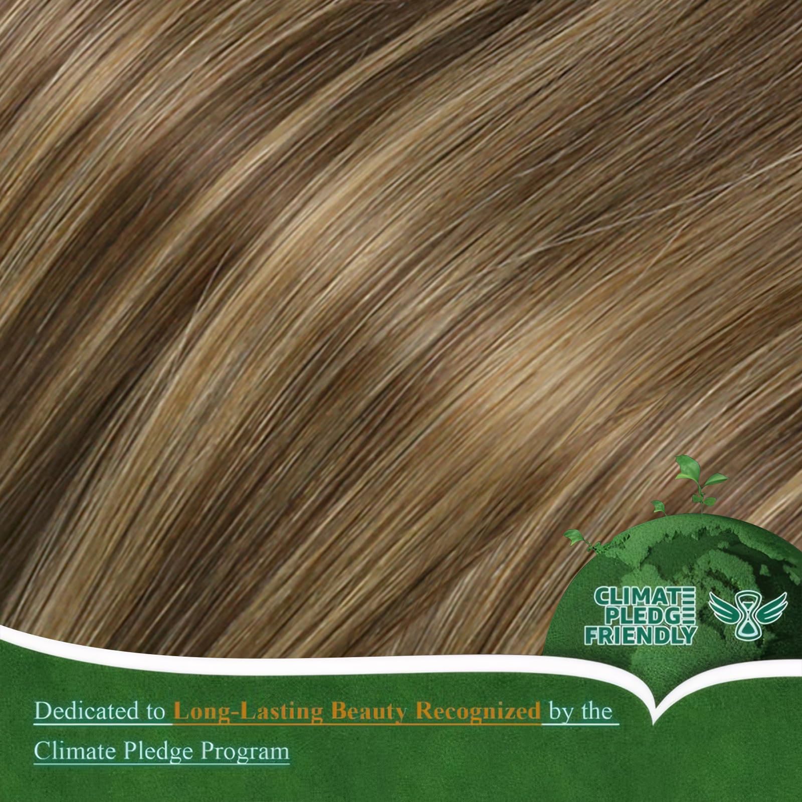 Easyouth Hair Extensions Nano Brown Highlight Nano Beads Hair Extensions Real Human Hair Medium Brown with Honey Blonde Nano Human Hair Extensions for Daily Life 16 Inch 50g/50s #P4/27 — view 8