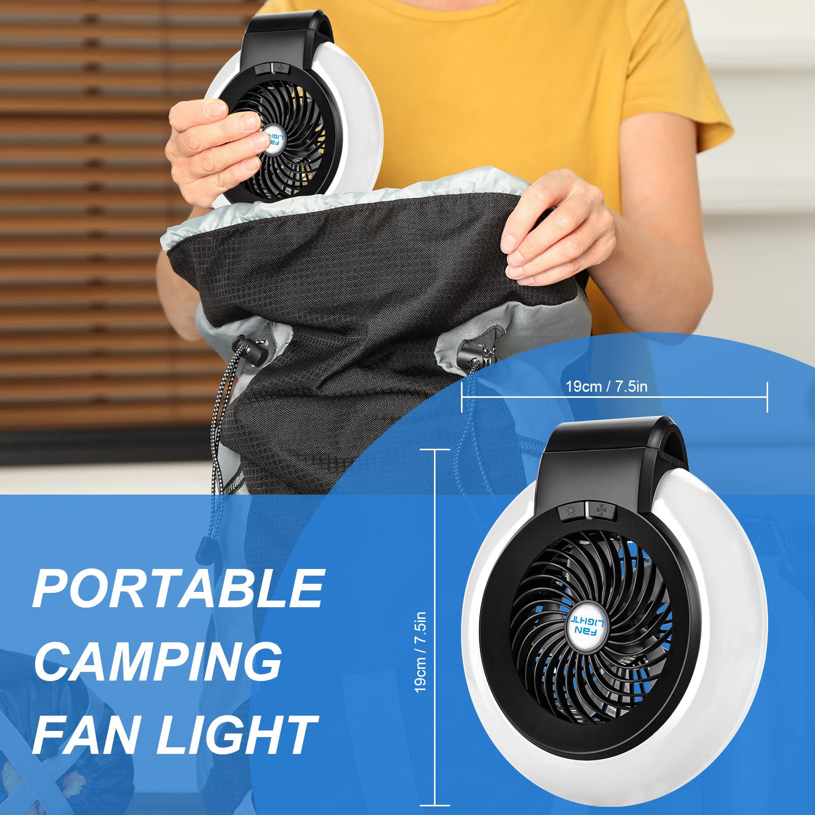 rechargeable camping fan light
